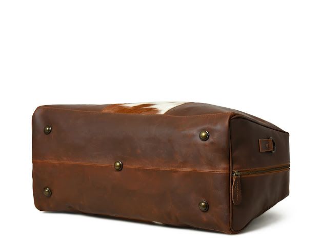 Mayfair Weekender Duffel Bag showing hardware at bottom and material texture