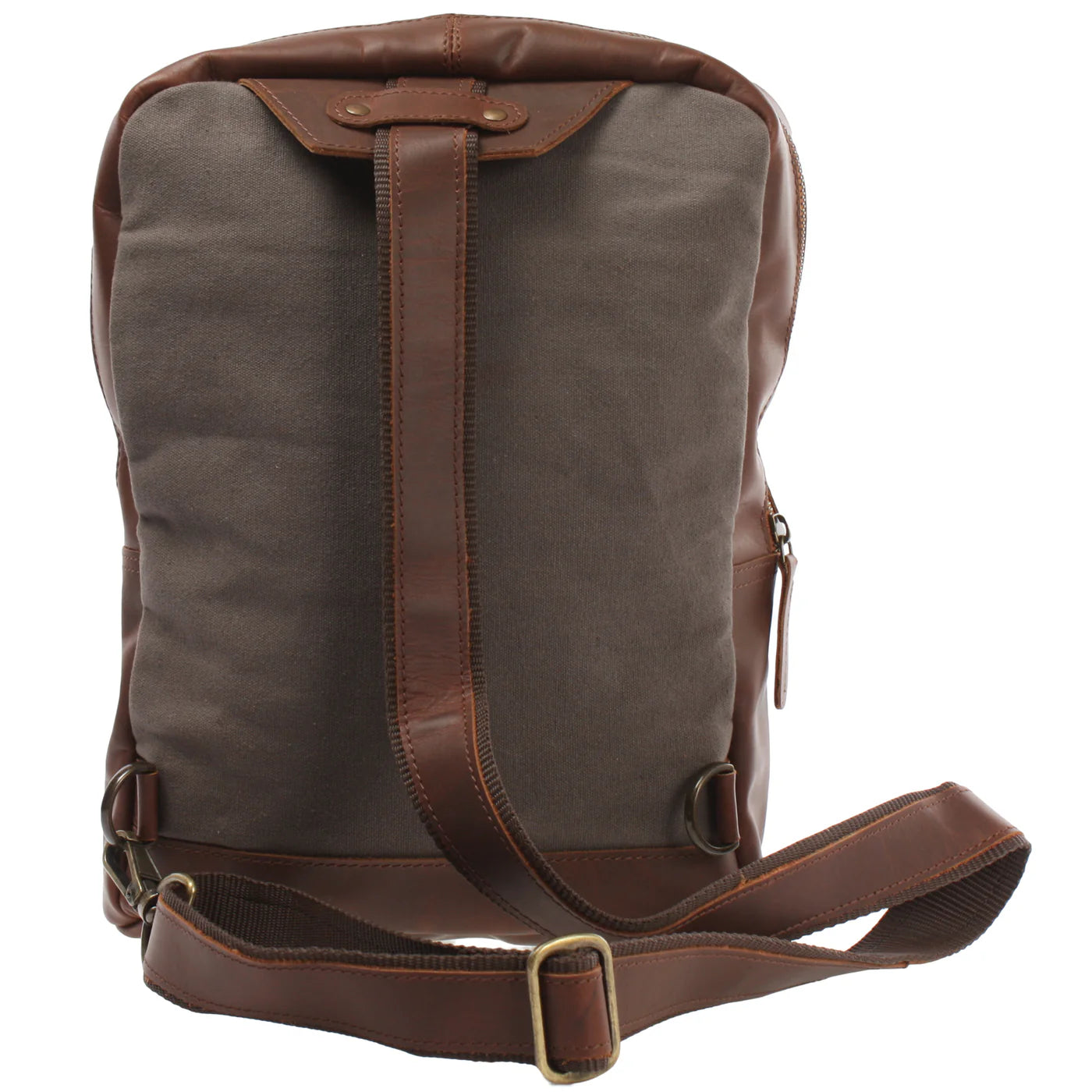 Rowan Leather-Trim Canvas Sling Backpack