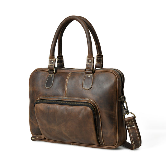 Cambridge Waxed Leather Laptop Briefcase
