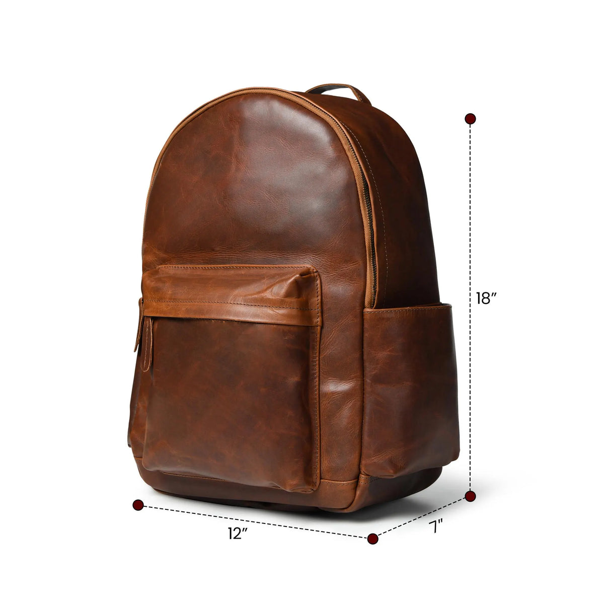 Cuiravo Atlas full-grain leather laptop backpack size and dimension chart