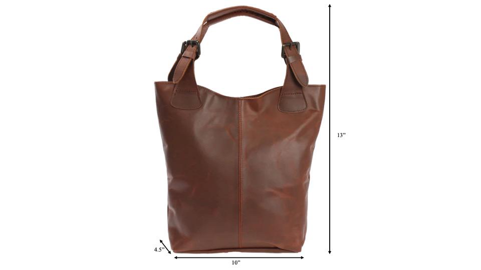 Brown Cuiravo Amara waxed leather tote bag, additional detail view
